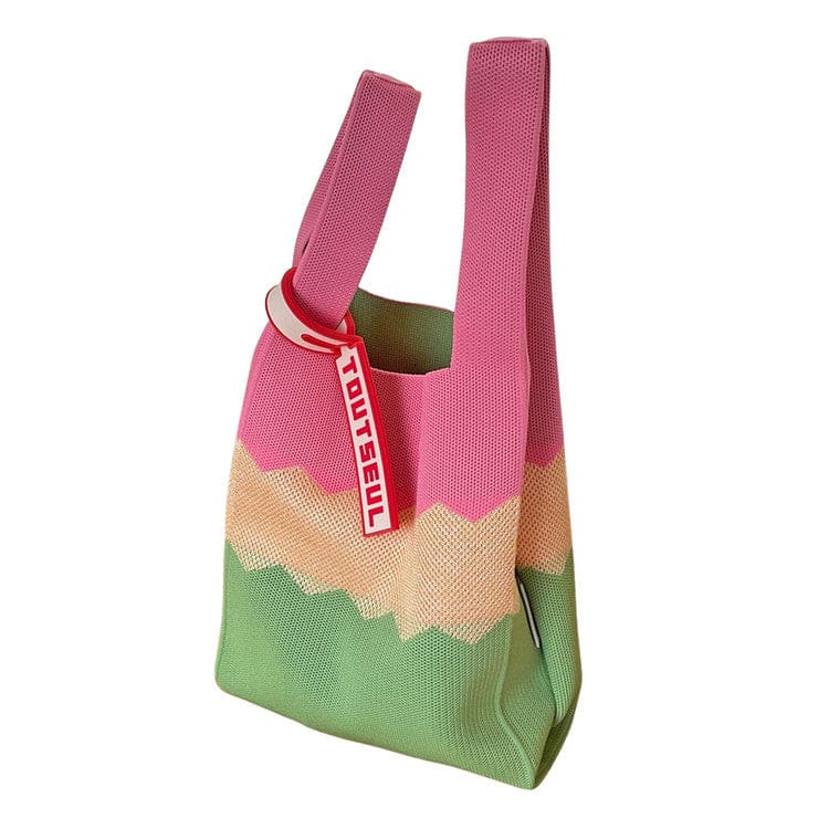 Rainbow Knit Handbag - Standart / Pink/green - Bags