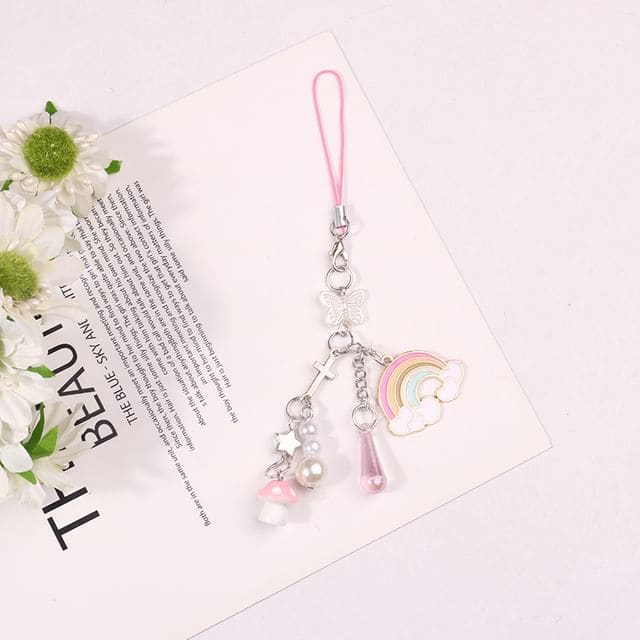 Rainbow / Shell Acrylic Phone Charm - Q1575-2 - Pink