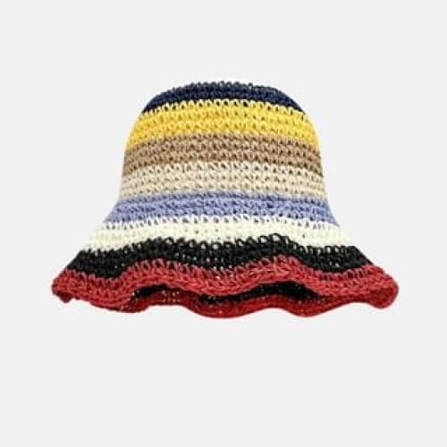 Rainbow Stripe Bucket Hat - Trim - Black & Red / One Size