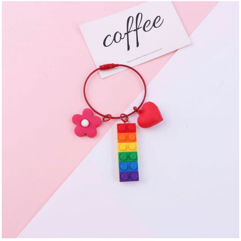 Rainbow Toy Block Bag Charm Keyring (Various Designs)