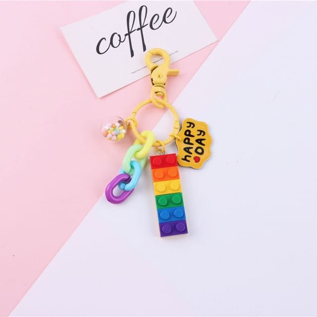 Rainbow Toy Block Bag Charm Keyring (Various Designs)