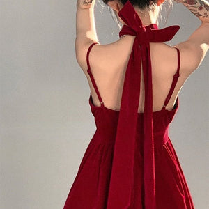 Red Charming Halter Dress - Dresses