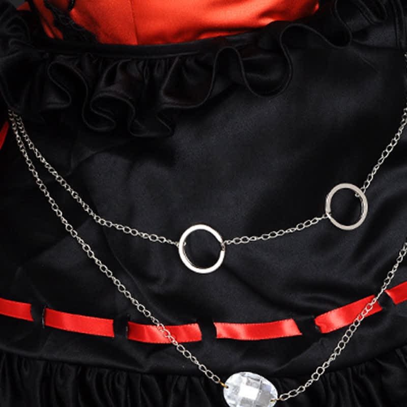 Red Lolita Princess Cosplay Lace Up Dress - Red / One Size