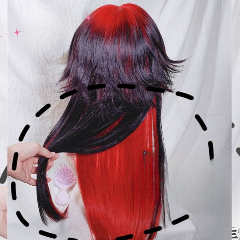 Red Moon Black Red Wig ON1279 - Red