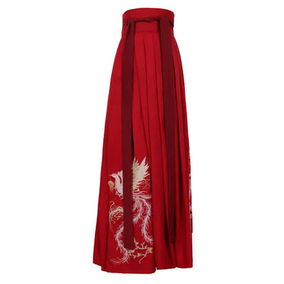 Red Phoenix Embroidery Tank Top Big Sleeve Cardigan Shirt