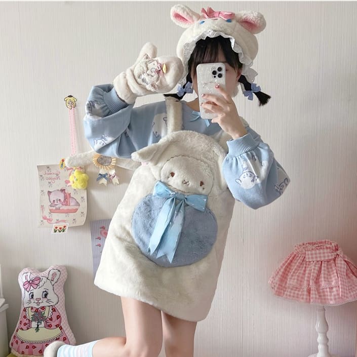 [Reservation] Super Cute Plush Bear/Cat Suspender Dress