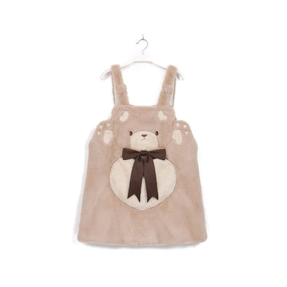 [Reservation] Super Cute Plush Bear/Cat Suspender Dress