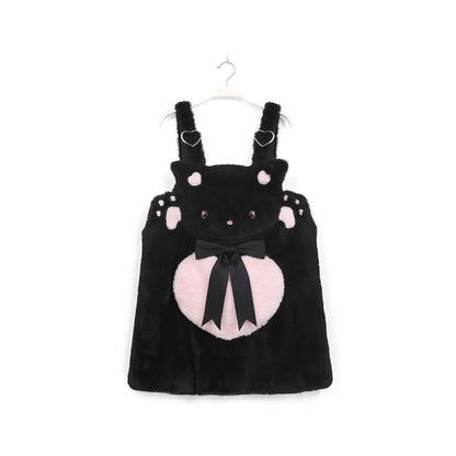 [Reservation] Super Cute Plush Bear/Cat Suspender Dress