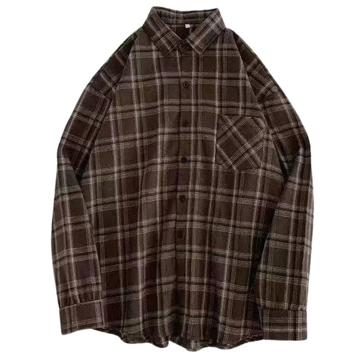 Retro Aesthetic Plaid Shirt - M / Brown - Shirts