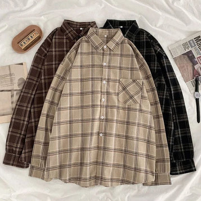 Retro Aesthetic Plaid Shirt - Shirts