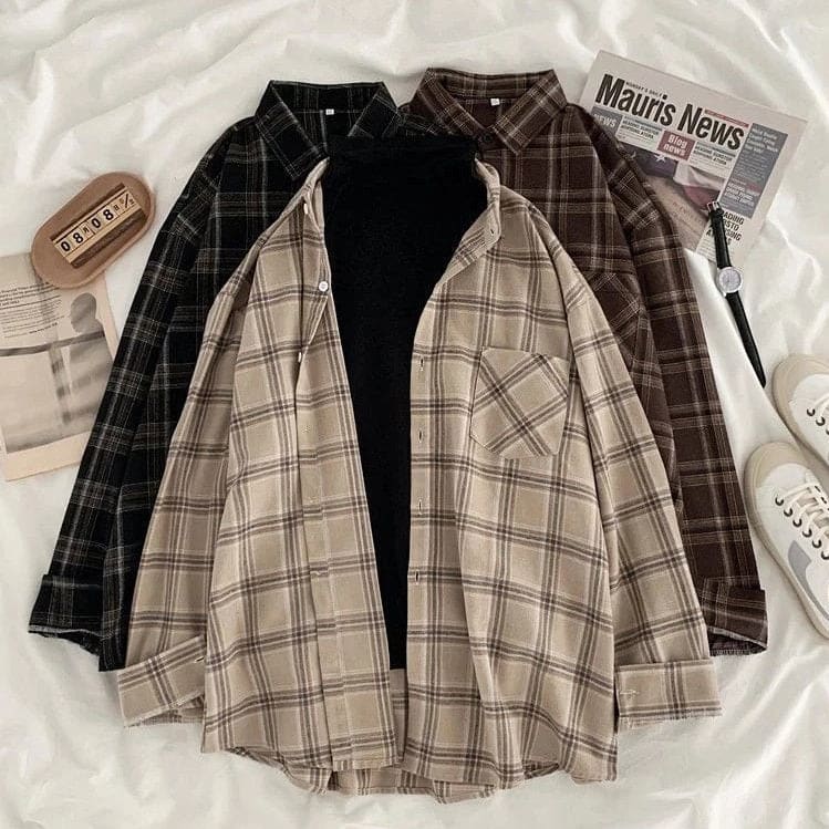 Retro Aesthetic Plaid Shirt - Shirts