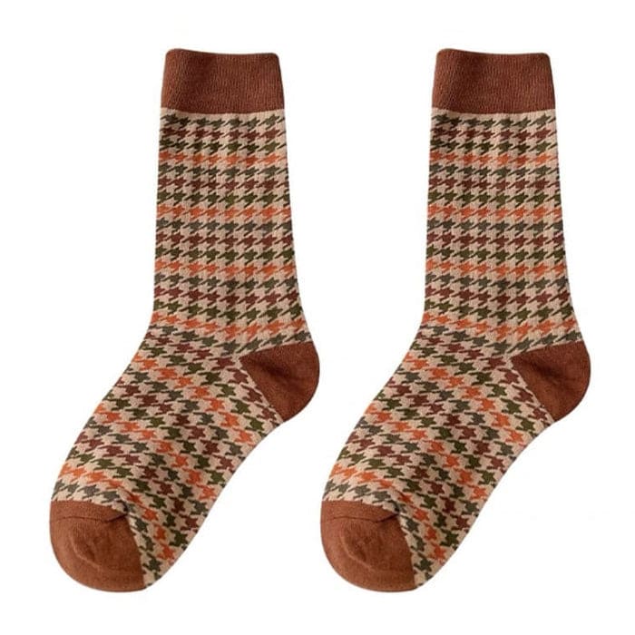 Retro Plaid Pattern Socks - 1 - Socks