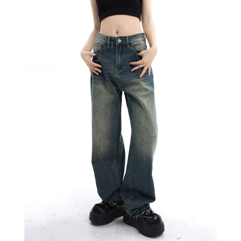 Retro Wide Leg Jeans - Jeans