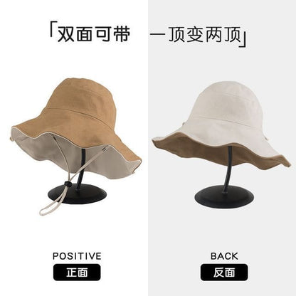 Reversible Bucket Hat - Camel & Beige / One Size