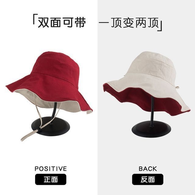 Reversible Bucket Hat - Red & Beige / One Size