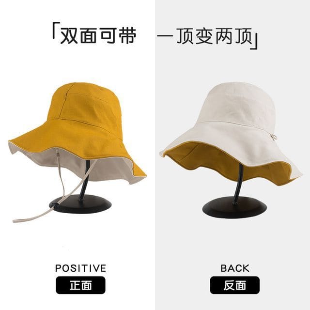 Reversible Bucket Hat - Yellow & Beige / One Size