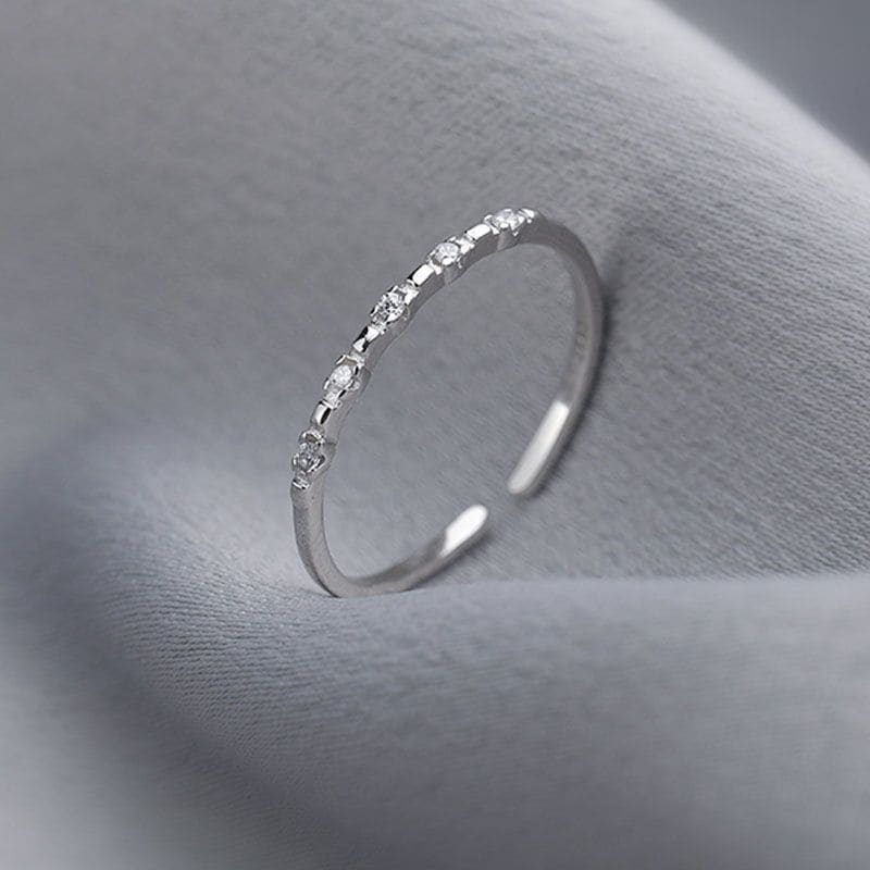 Rhinestone Alloy Open Ring