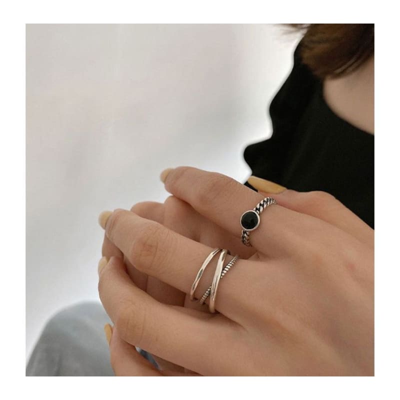 Rhinestone Alloy Open Ring / Layered Alloy Open Ring