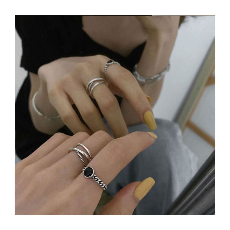 Rhinestone Alloy Open Ring / Layered Alloy Open Ring