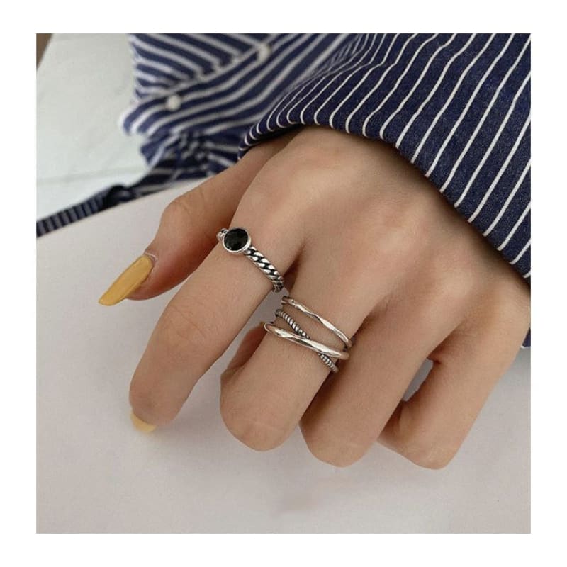 Rhinestone Alloy Open Ring / Layered Alloy Open Ring