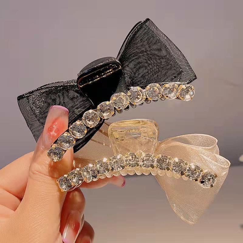 Rhinestone Bow Hair Clamp