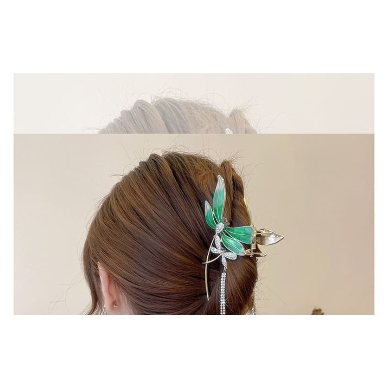 Rhinestone Butterfly Fringed Hair Claw