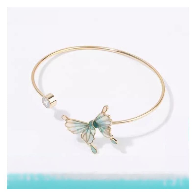 Rhinestone Butterfly Open Bangle