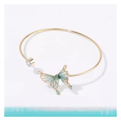 Rhinestone Butterfly Open Bangle