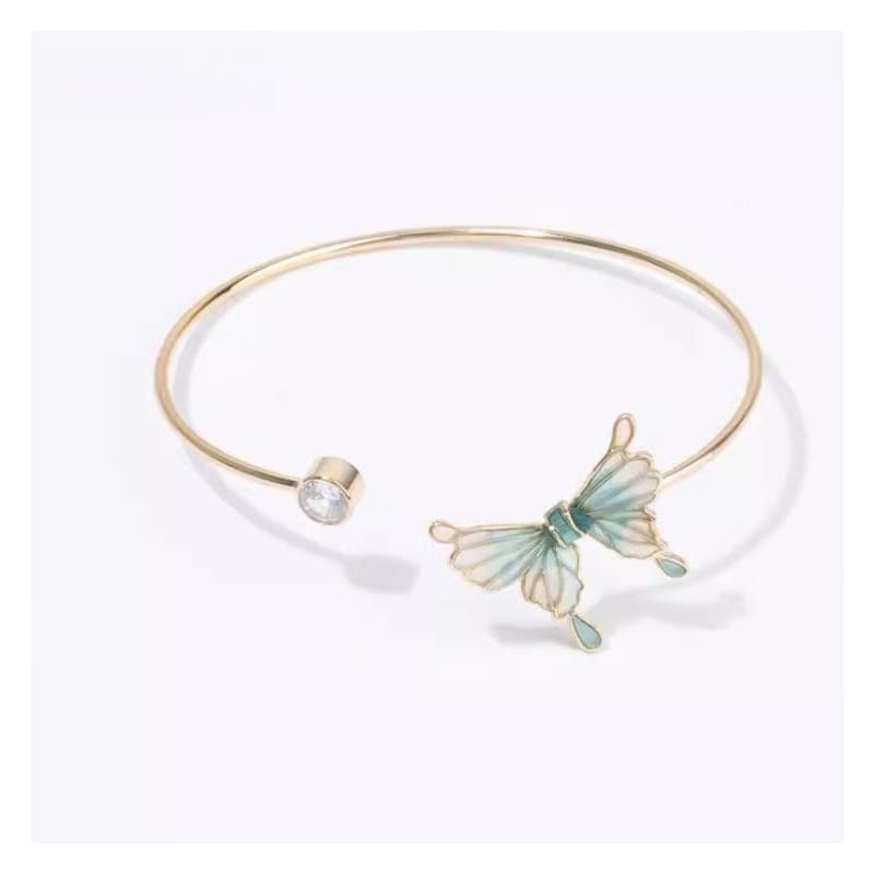 Rhinestone Butterfly Open Bangle