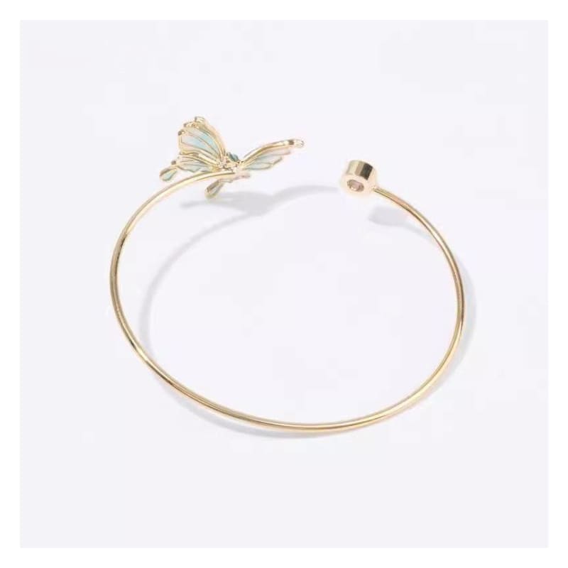 Rhinestone Butterfly Open Bangle