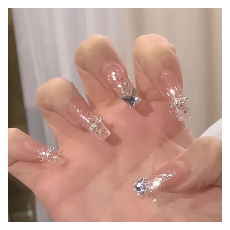 Rhinestone Butterfly Pointed Nail Tips