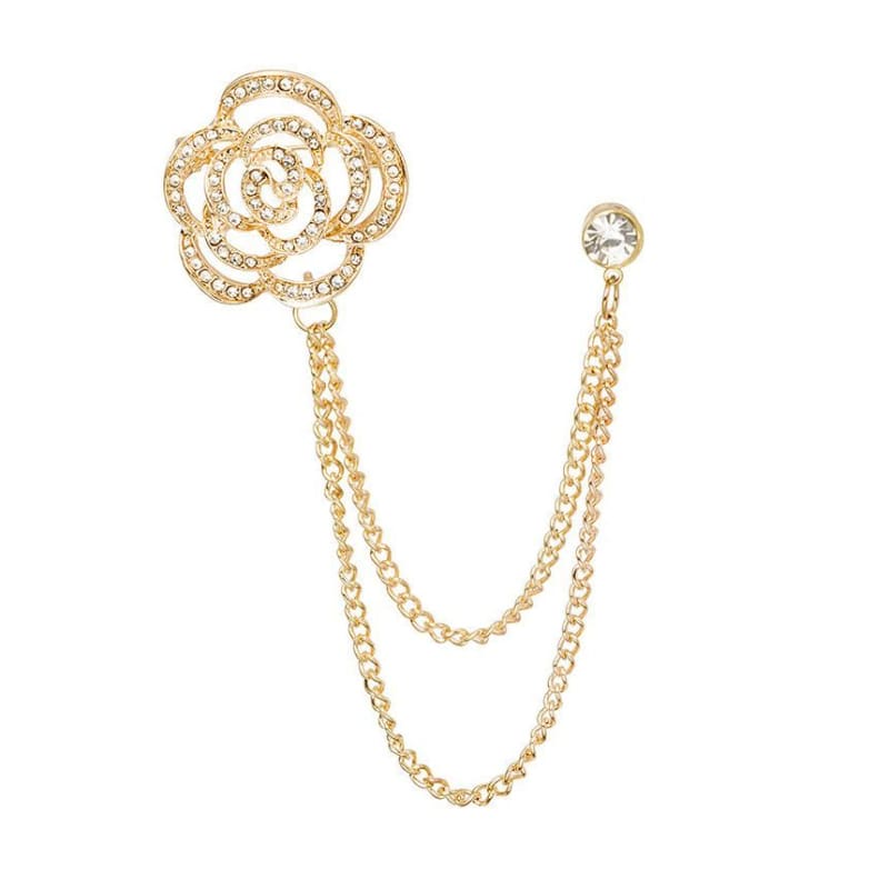 Rhinestone Chained Alloy Brooch