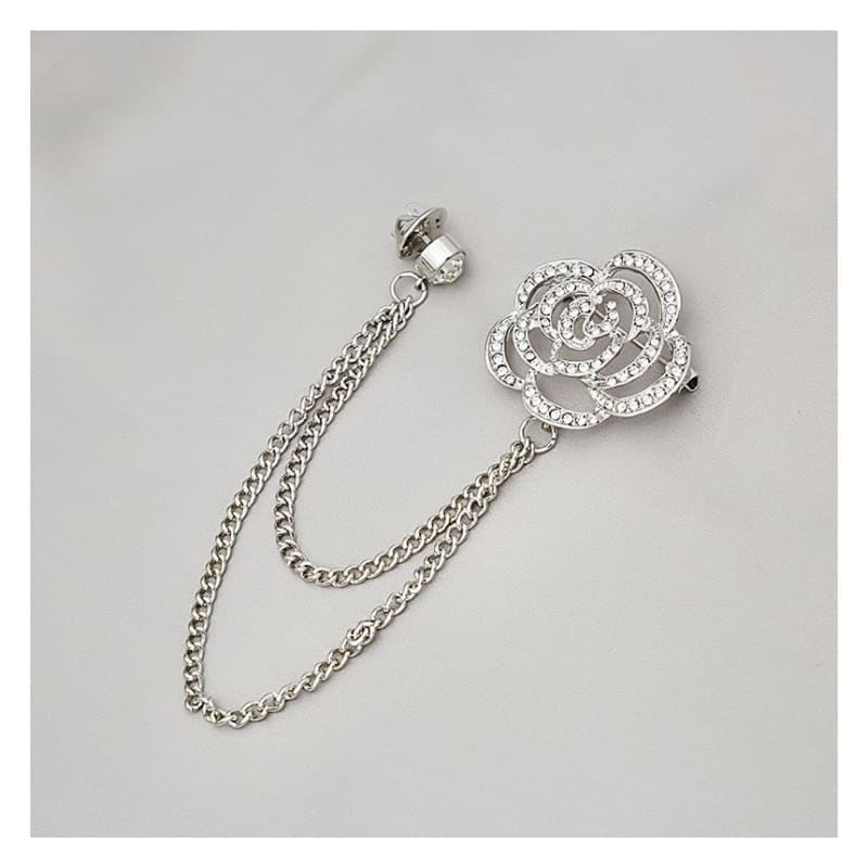 Rhinestone Chained Alloy Brooch