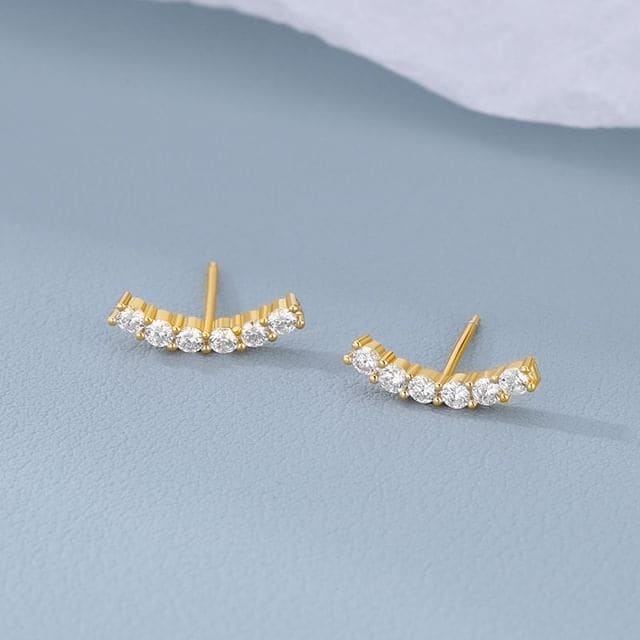 Rhinestone Climber Earring - 1 Pair - Gold / One Size