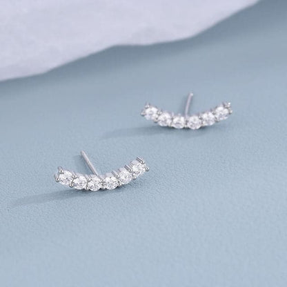 Rhinestone Climber Earring - 1 Pair - Silver / One Size