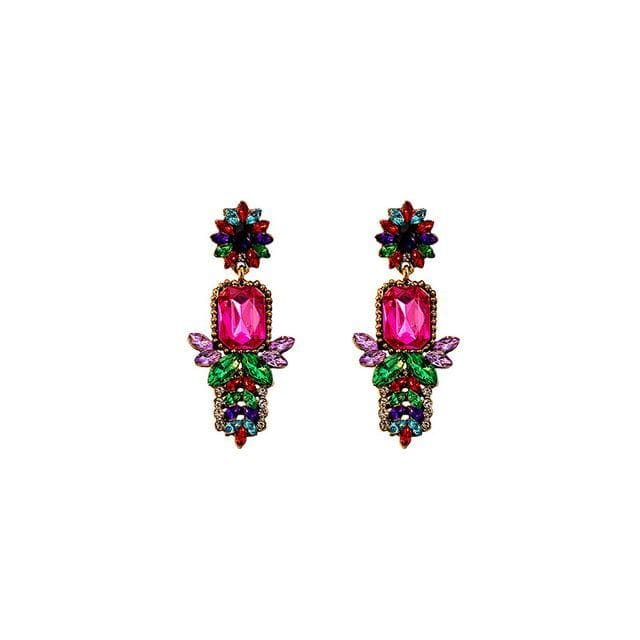 Rhinestone Drop Earring / Stud Earring - 1 Pair - E5446-3