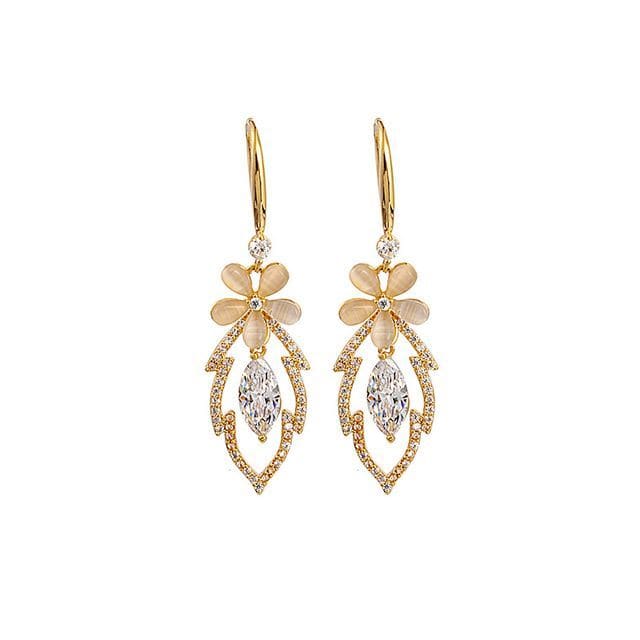 Rhinestone / Faux Cat Eye Stone / Alloy Earring (various