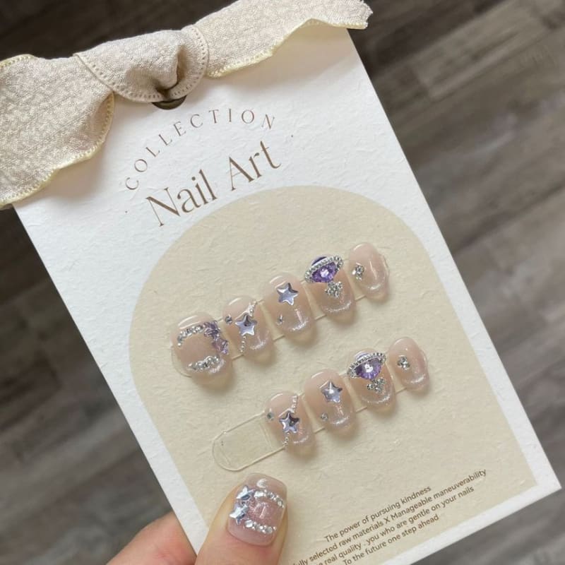 Rhinestone Faux Nail Tips