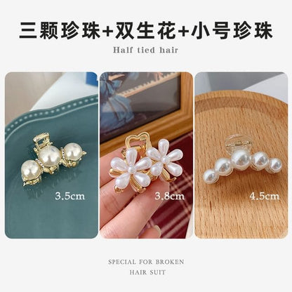 Rhinestone / Faux Pearl Alloy Hair Clamp / Set - 19 - Set