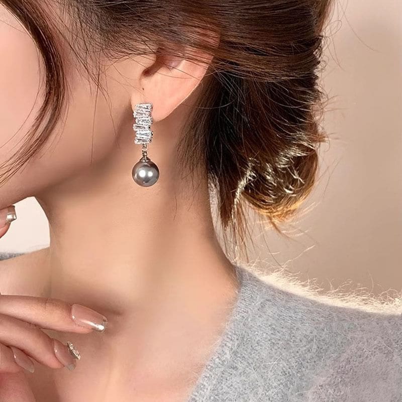 Rhinestone Faux Pearl Drop Earring