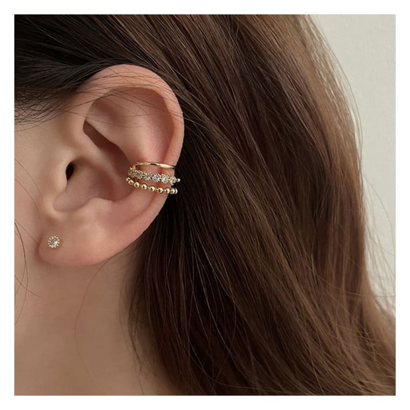 Rhinestone Faux Pearl Layered Alloy Cuff Earring (various