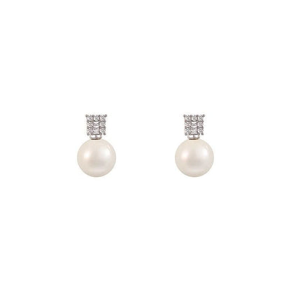 Rhinestone Faux Pearl Stud Earring