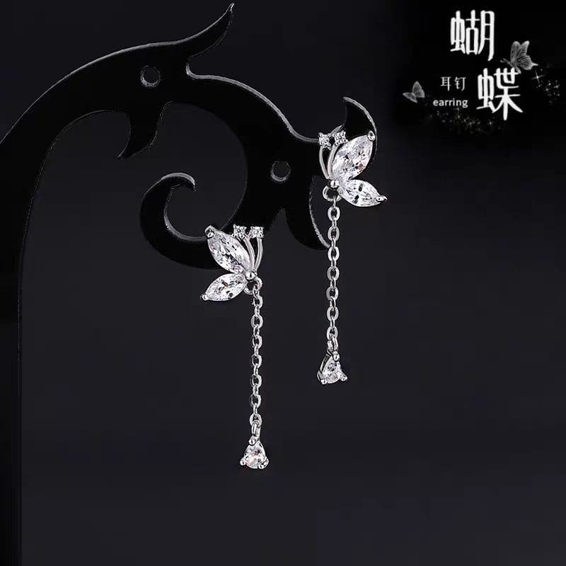 Rhinestone Floral Drop Earring