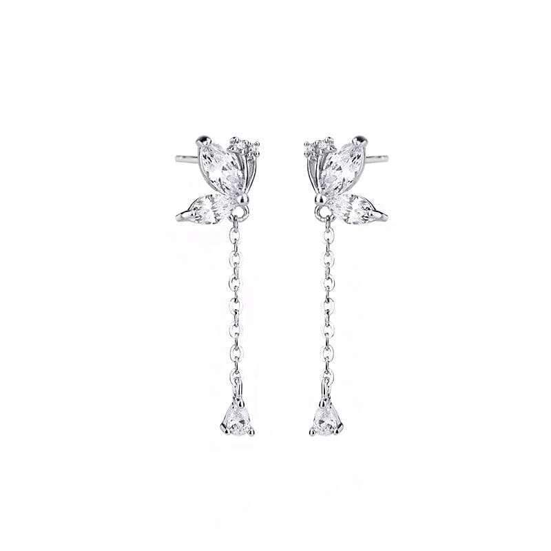 Rhinestone Floral Drop Earring