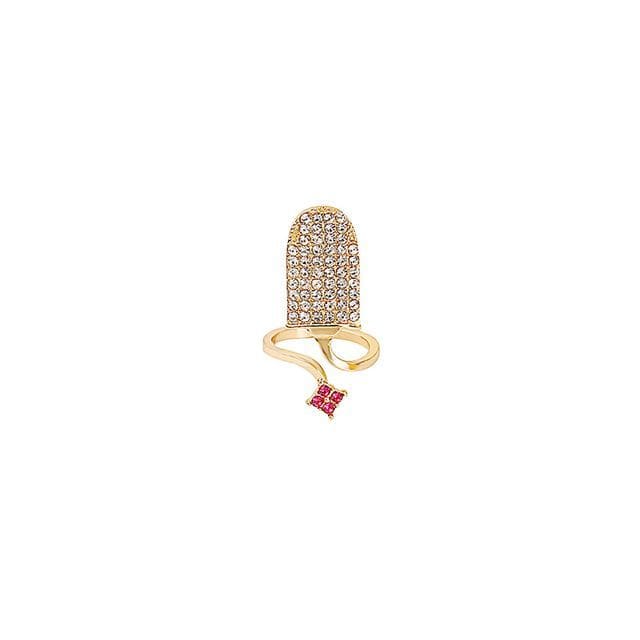 Rhinestone Glaze Nail Ring - 1 Pc - J899-11 - Gold