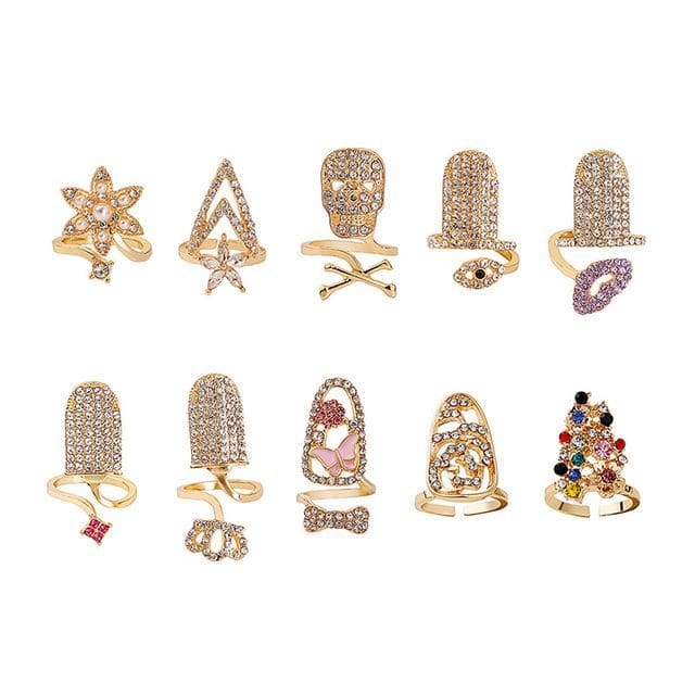 Rhinestone Glaze Nail Ring