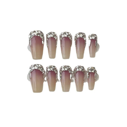 Rhinestone Gradient Faux Nail Tips