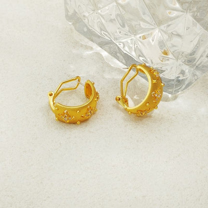 Rhinestone Hollowed Hoop Earring