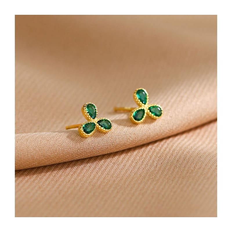 Rhinestone Leaf Stud Earring