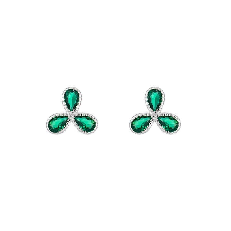 Rhinestone Leaf Stud Earring